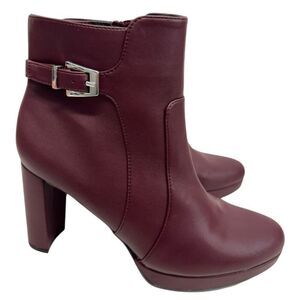 Naturalizer Boots Size‎ 9.5 Burgundy Platform High Heel Ankle Booties NEW